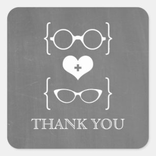 Pegatina Cuadrada Marfil Geeky Glasses Chalkboard Gracias Pegatinas