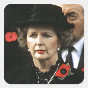 Pegatina Cuadrada Margaret Thatcher, Primera Ministra