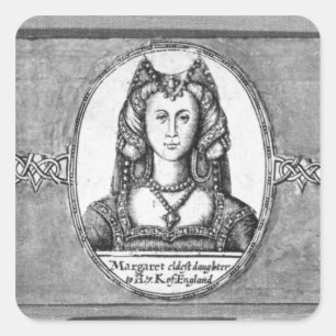Pegatina Cuadrada Margaret Tudor con dos de sus esposos
