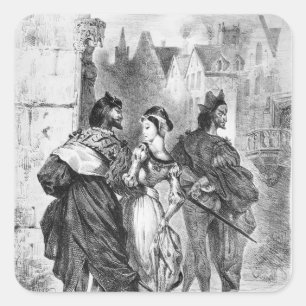 Pegatina Cuadrada Margarita de la reunión de Fausto