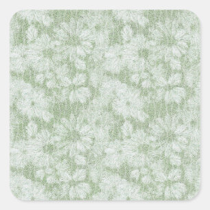 Pegatina Cuadrada Margarita Floral aterciopelada verde lima