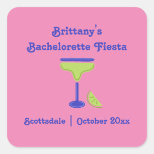 Pegatina Cuadrada Margarita Lime Bachelorette Fiesta Party Favor