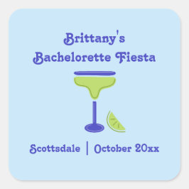 Pegatina Cuadrada Margarita Lime Bachelorette Fiesta Party Favor
