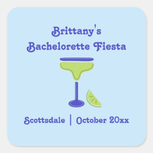 Pegatina Cuadrada Margarita Lime Bachelorette Fiesta Party Favor
