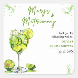 Pegatina Cuadrada Margs & Matrimony Cocktail Despedida de Soltera Ag