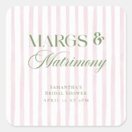 Pegatina Cuadrada Margs & Matrimony Lime Margarita Bridal Shower