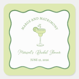 Pegatina Cuadrada "Margs & Matrimony" Margarita Lime Bridal Shower