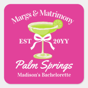 Pegatina Cuadrada Margs y Matrimonio Margaritas Despedida de Soltera