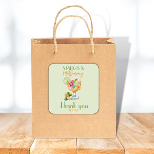 Pegatina Cuadrada Margs y Matrimonio Tequila y Fiesta de Despedida d