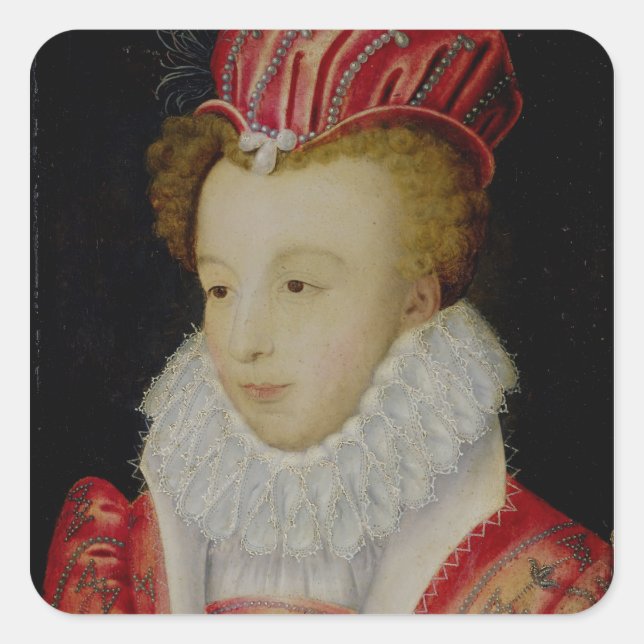 Pegatina Cuadrada Marguerite de Valois c.1572 (Anverso)