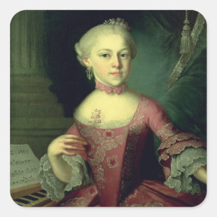 Pegatina Cuadrada Maria-Anna Mozart, llamada 'Nannerl'