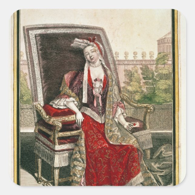 Pegatina Cuadrada María Anne Mancini Duquesa de Bouillon (Anverso)