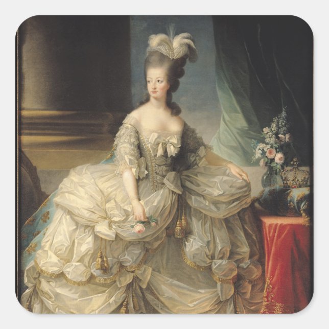 Pegatina Cuadrada María Antonieta Reina de Francia, 1779 (Anverso)