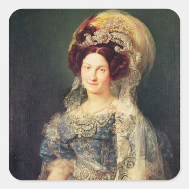 Pegatina Cuadrada Maria Christina de Bourbon (Anverso)
