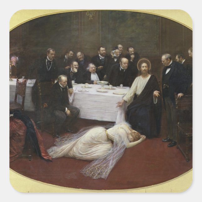 Pegatina Cuadrada María Magdalena en la casa del Fariseo (Anverso)