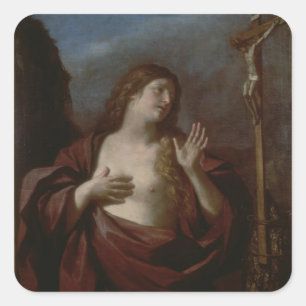 Pegatina Cuadrada Maria Magdalena en la penitencia (aceite en lona)
