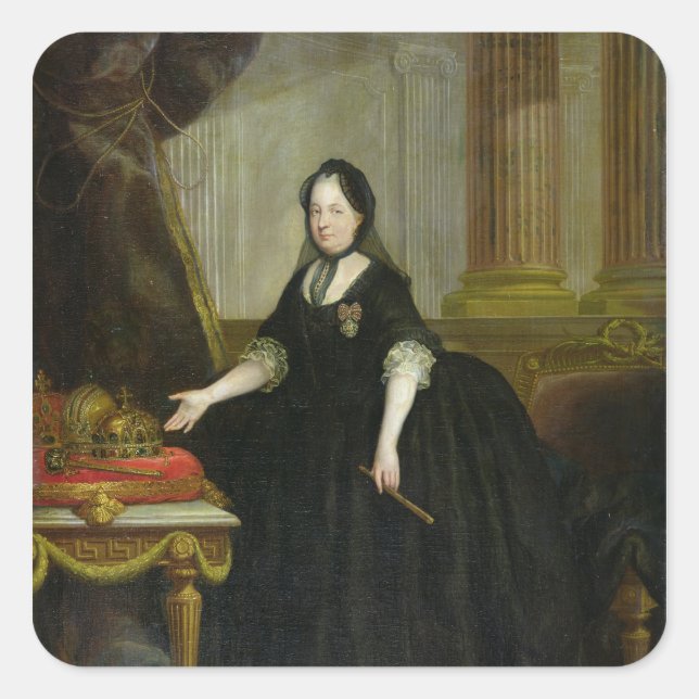 Pegatina Cuadrada María Teresa Emperatriz de Austria (Anverso)