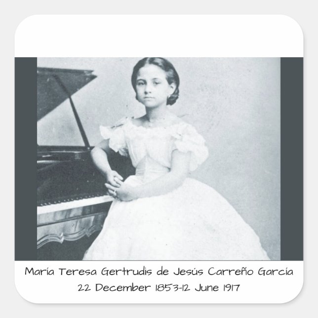 Pegatina Cuadrada María Teresa Gertrudis de Jesús Carreño García (Anverso)