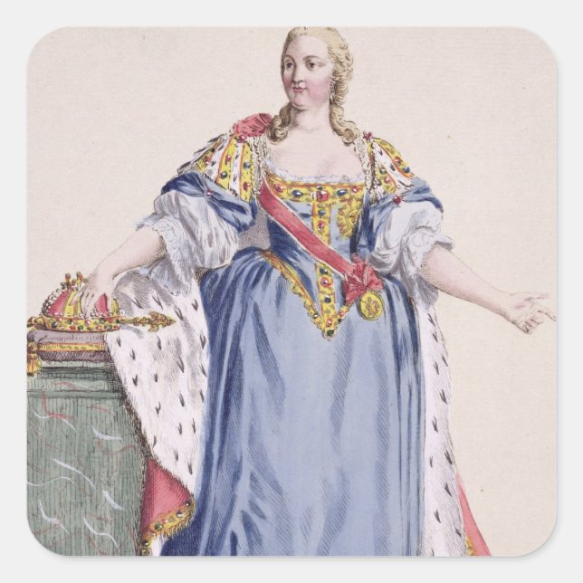 Pegatina Cuadrada Maria Theresa (1717-80) Emperatriz de Austria, de  (Anverso)