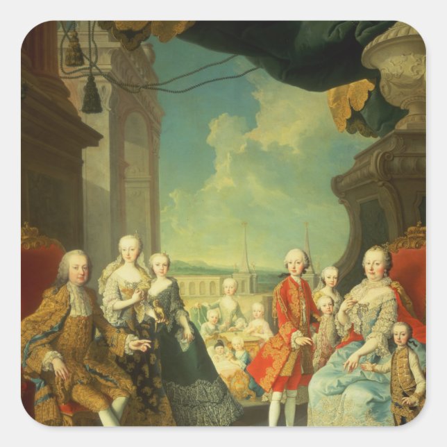 Pegatina Cuadrada Maria Theresa y su marido (Anverso)