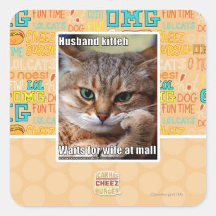 Pegatina Cuadrada Marido Kitteh