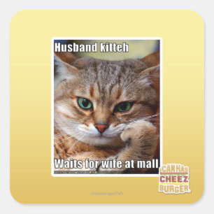 Pegatina Cuadrada Marido Kitteh