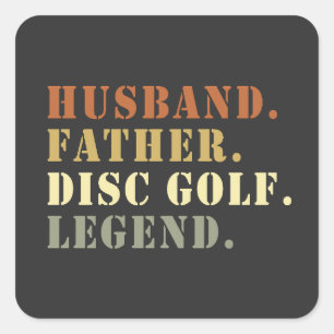 Pegatina Cuadrada Marido Padre Disco Leyenda Golf Frisbee Lover