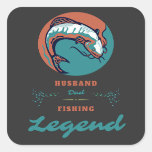 Pegatina Cuadrada Marido papá Pesca Leyenda Guay Pesca