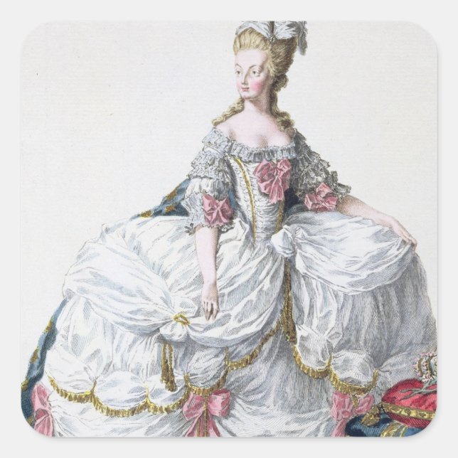 Pegatina Cuadrada Marie Antoinette (1752-93) de "Receuil des Estam" (Anverso)