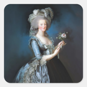 Pegatina Cuadrada Marie Antoinette con un rosa