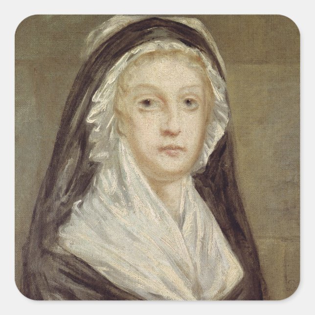 Pegatina Cuadrada Marie Antoinette en la Conciergerie (Anverso)