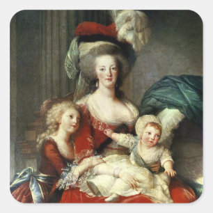Pegatina Cuadrada Marie-Antonieta y sus cuatro niños, 1787