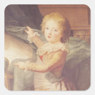 Pegatina Cuadrada Marie-Antonieta y sus niños