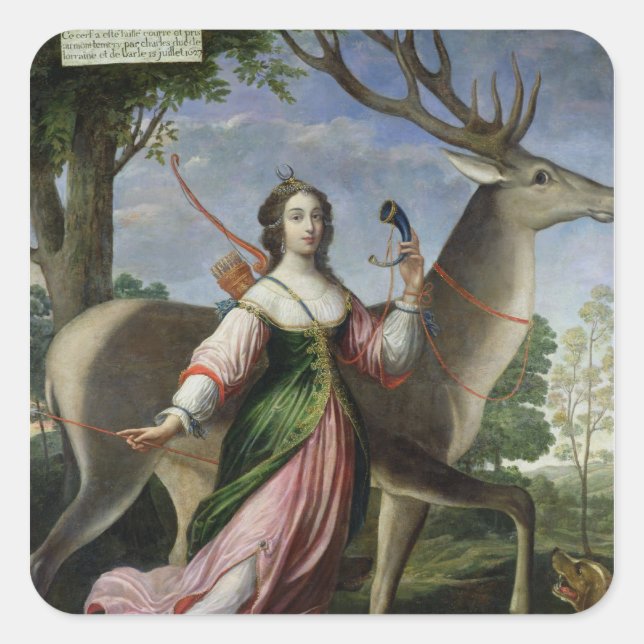Pegatina Cuadrada Marie de Rohan-Montbazon Duquesa de Chevreuse (Anverso)