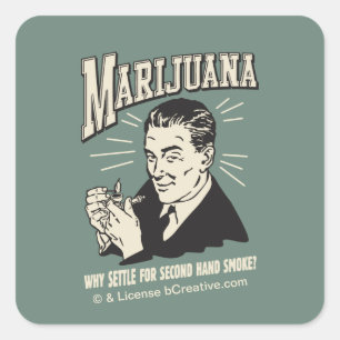 Pegatina Cuadrada Marihuana: Sótano ahumado de segunda mano
