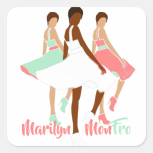 Pegatina Cuadrada Marilyn MonFRO AFRoCA Afro África Mujer negra