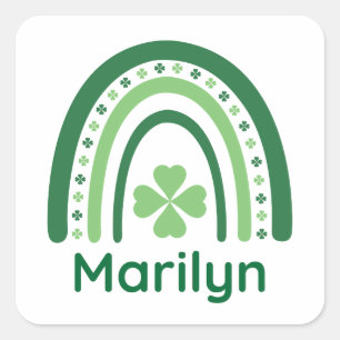 Pegatina Cuadrada Marilyn Name Clover Boho Rainbow