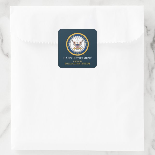 Pegatina Cuadrada Marina de Estados Unidos | Emblema naval | Jubilac (Bolso)