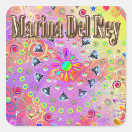 Pegatina Cuadrada Marina Del Rey Lucky Golden Sticker