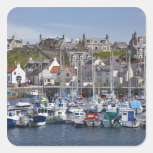 Pegatina Cuadrada Marina, Findochty, Moray, Escocia, Unido