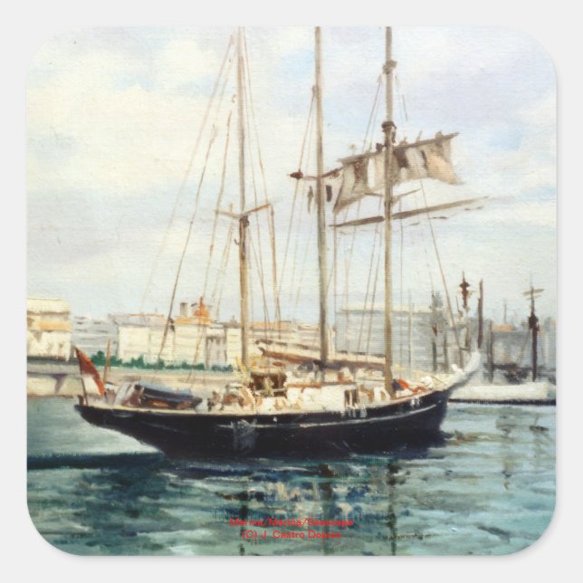 Pegatina Cuadrada Marina/Mariña/Seascape (Anverso)