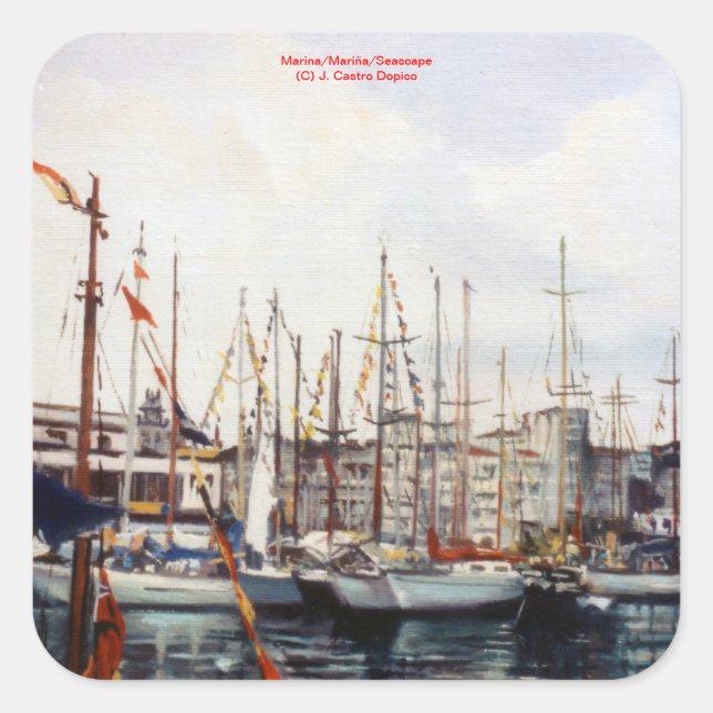 Pegatina Cuadrada Marina/Mariña/Seascape (Anverso)