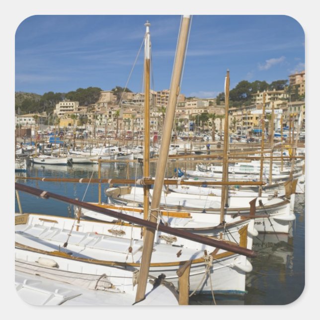 Pegatina Cuadrada Marina, Port de Soller, costa oeste, Mallorca, (Anverso)