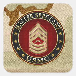 Pegatina Cuadrada Marines de EE.UU.: Sargento mayor (USMC MSgt) [3D]