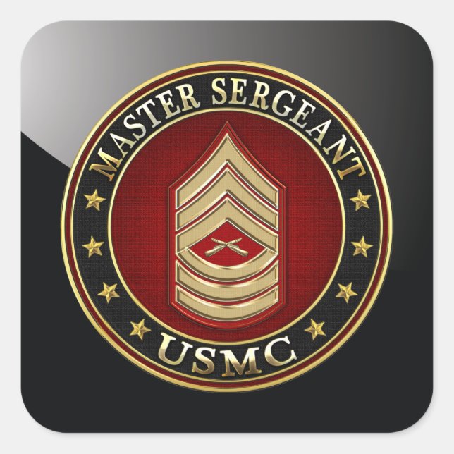 Pegatina Cuadrada Marines de EE.UU.: Sargento mayor (USMC MSgt) [3D] (Anverso)