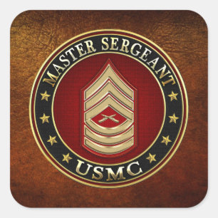 Pegatina Cuadrada Marines de EE.UU.: Sargento mayor (USMC MSgt) [3D]
