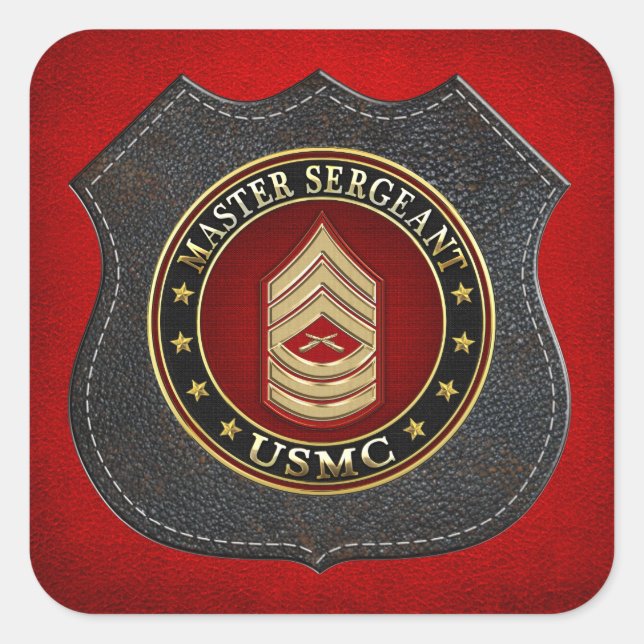 Pegatina Cuadrada Marines de EE.UU.: Sargento mayor (USMC MSgt) [3D] (Anverso)