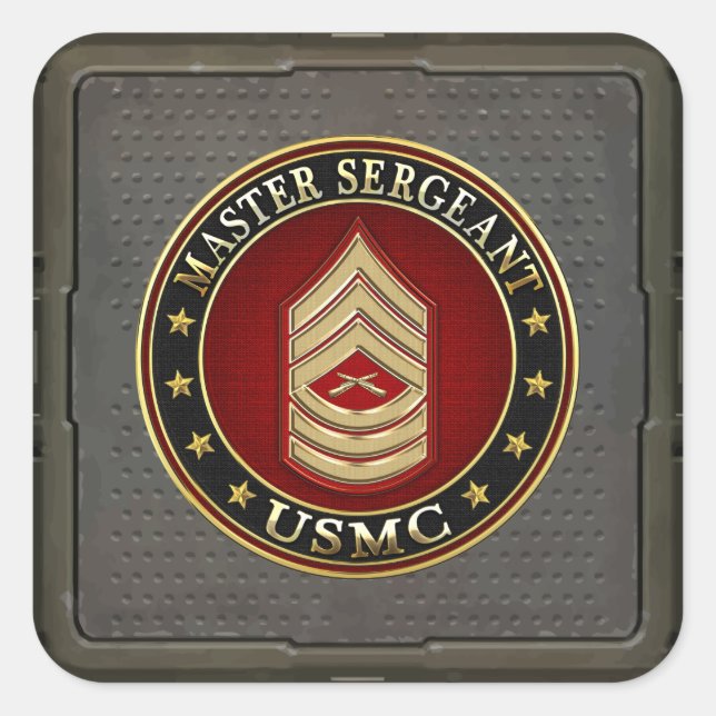 Pegatina Cuadrada Marines de EE.UU.: Sargento mayor (USMC MSgt) [3D] (Anverso)