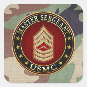 Pegatina Cuadrada Marines de EE.UU.: Sargento mayor (USMC MSgt) [3D]