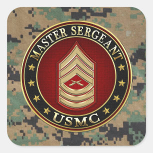 Pegatina Cuadrada Marines de EE.UU.: Sargento mayor (USMC MSgt) [3D]